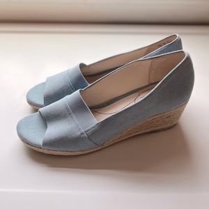 LifeStride Women's Sola Espadrille Wedge Sandal Peep Toe Life Stride SZ 8 Blue